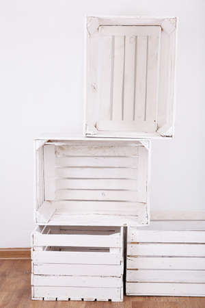 Empty wooden crates in roomの写真素材