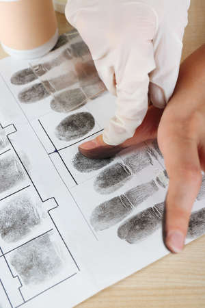 Taking fingerprintsの写真素材