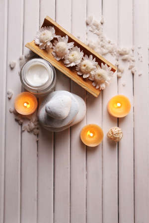 Spa setting on wooden backgroundの写真素材