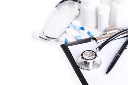 Stethoscope isolated on whiteの写真素材