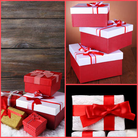 Christmas gifts collageの写真素材