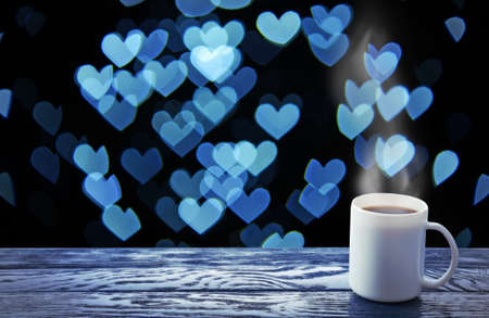 Cup of hot drink on bright の写真素材