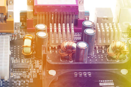 Modern electronic board. Motherboard close-upの写真素材