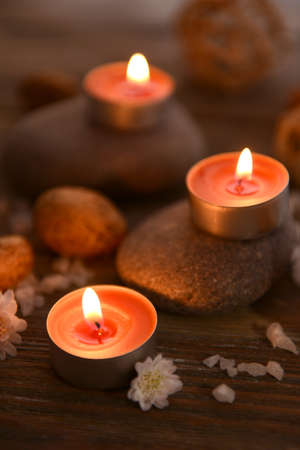 Composition of spa treatment on wooden の写真素材