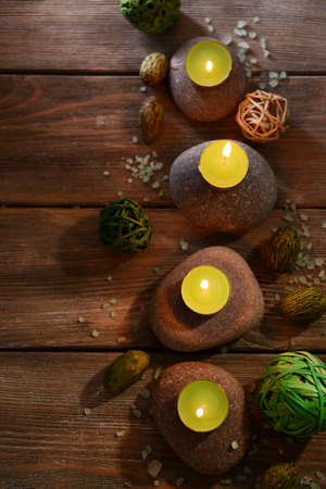 Composition of spa treatment on wooden の写真素材