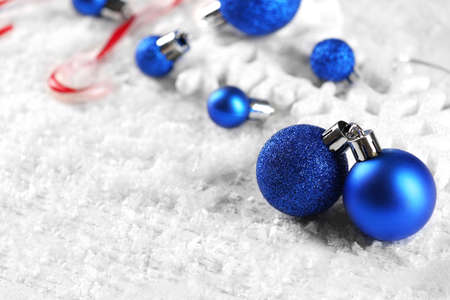 Christmas composition on snow close-upの写真素材