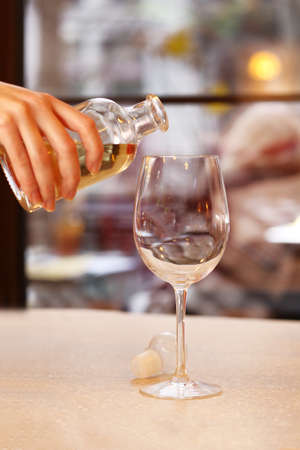 Wine tasting in barの写真素材