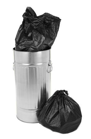 Recycling bins isolated on whiteの写真素材