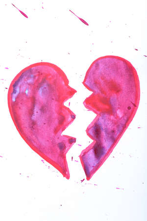 Painted heart shape isolated on whiteの写真素材