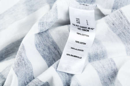 Label on clothing close-upの写真素材