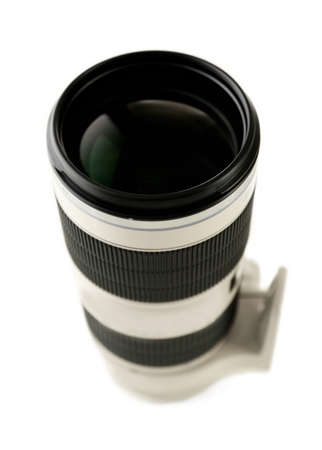 Camera lens isolated on whiteの写真素材