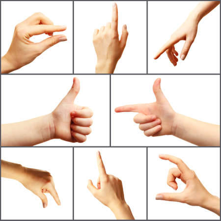 Collage of hand gesturesの写真素材