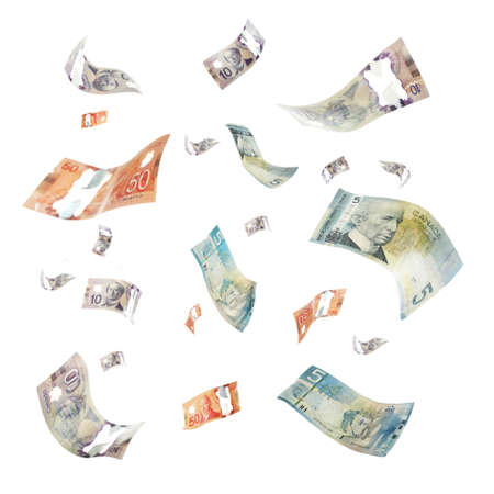 Canadian dollars, isolated on whiteの写真素材