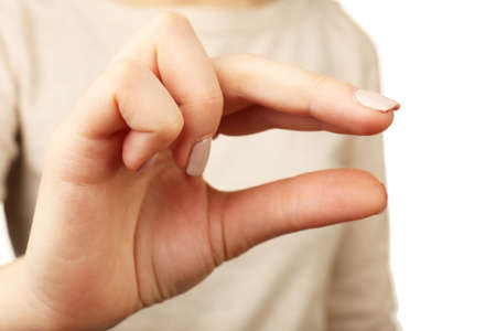 Female hand gesture, closeupの写真素材