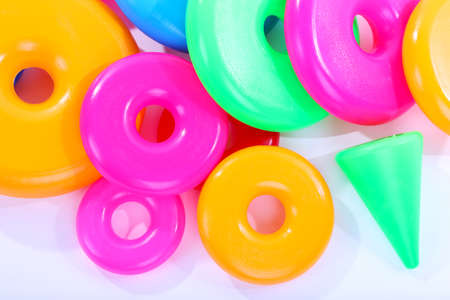 Colorful plastic rings close upの写真素材
