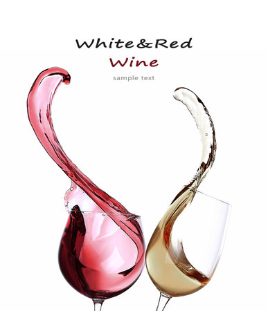Splashes of wine isolated on whiteの写真素材