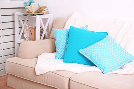 Modern room with comfortable sofa, indoorsの写真素材