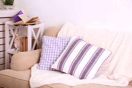 Modern room with comfortable sofa, indoorsの写真素材