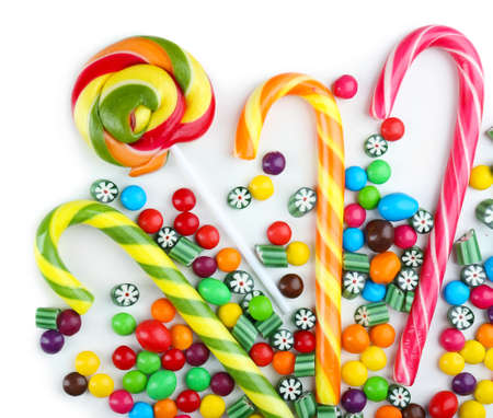Colorful candies isolated on whiteの写真素材