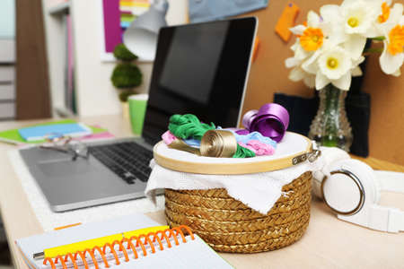 Working place of designer, close-upの写真素材