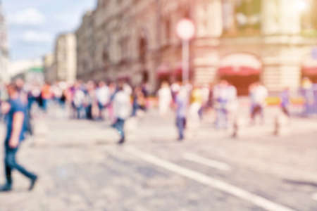 Blurred streets of city Moscowの写真素材