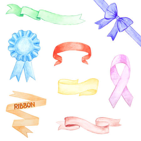 Set of colorful ribbons on white background.の写真素材