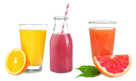 Delicious cocktails on white backgroundの写真素材