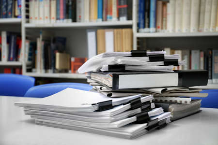 Documents on table in archiveの写真素材