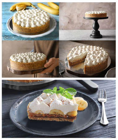 Set of delicious banana cakeの写真素材