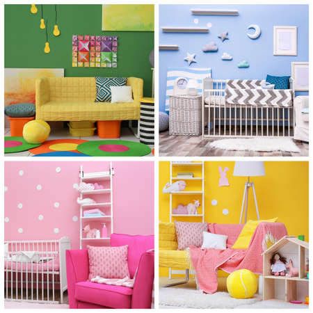 Collage with ideas for children's room interiorの写真素材