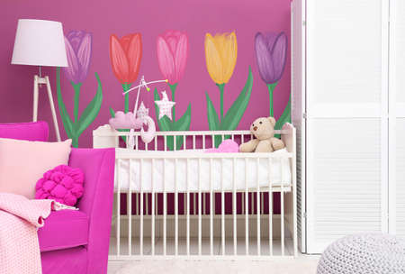 Interior of modern baby roomの写真素材