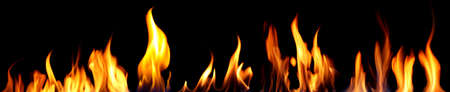 Bright fire on black backgroundの写真素材