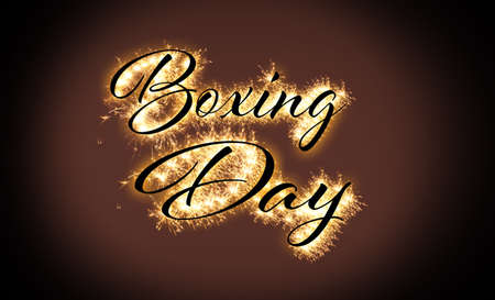 Text BOXING DAY written with sparkler on black backgroundの写真素材