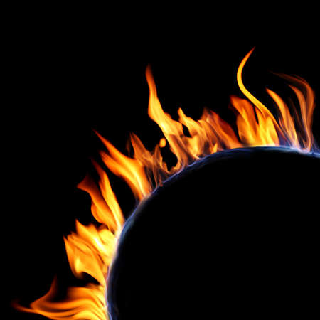 Bright fire on black backgroundの写真素材