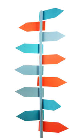 Direction signpost isolated on whiteの写真素材