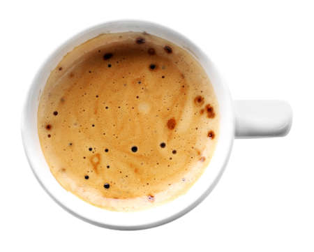 Cup of coffee isolated on whiteの写真素材