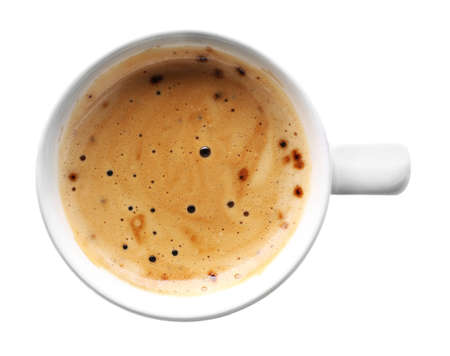 Cup of coffee isolated on whiteの写真素材