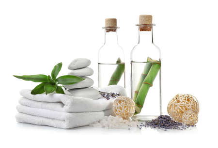 Spa setting on table on light backgroundの写真素材