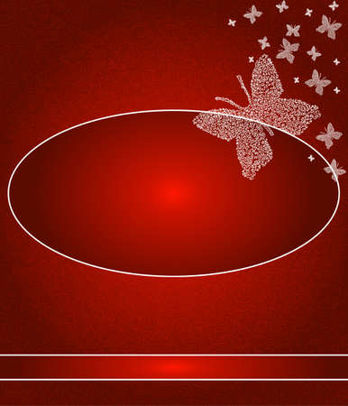 Beautiful red background with butterfliesのイラスト素材