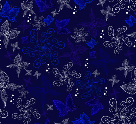 Seamless vector pattern with the butterfliesのイラスト素材