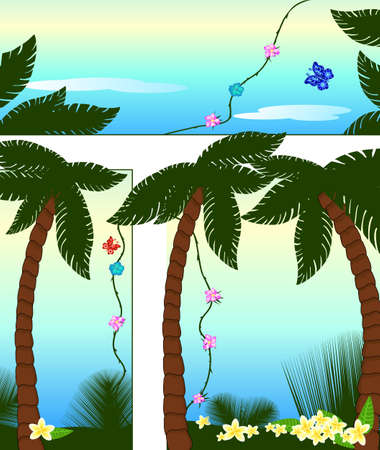 Beautiful tropical composition with the palm treesのイラスト素材