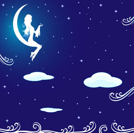 Little angel in the starry skyのイラスト素材