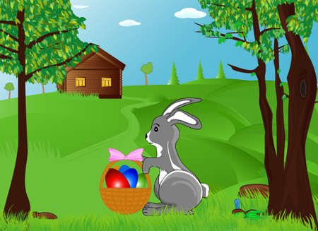 Easter bunny with eggsのイラスト素材