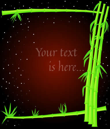 Beautiful oriental frame with bamboo stalks and leavesのイラスト素材