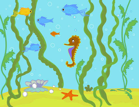 Beautiful illustration of the underwater worldのイラスト素材