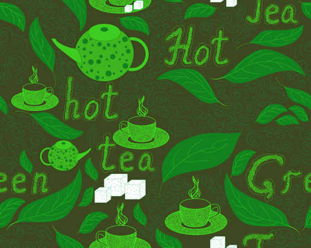 Beautiful Green tea seamless patternのイラスト素材