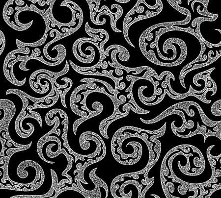 Beautiful curling vector black and white seamless patternのイラスト素材