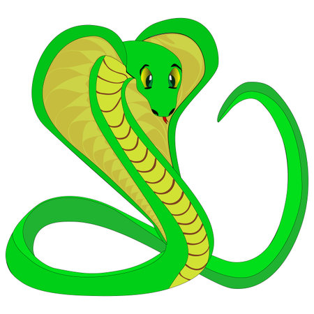 Cute green snake, vector illustration