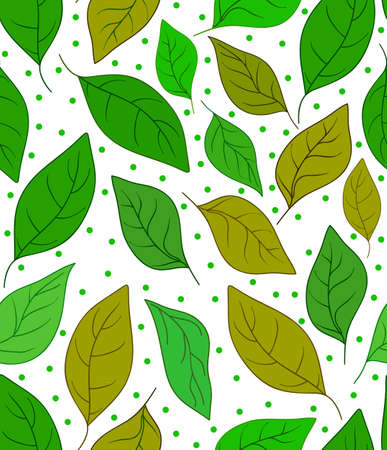 Vector seamless pattern with green leavesのイラスト素材