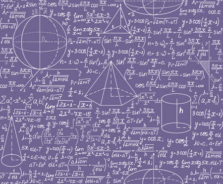 Mathematical vector seamless pattern with formulas. You can use any color of backgroundのイラスト素材